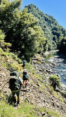 Track across old slip above Waioeka River, photo Catherine McDonald